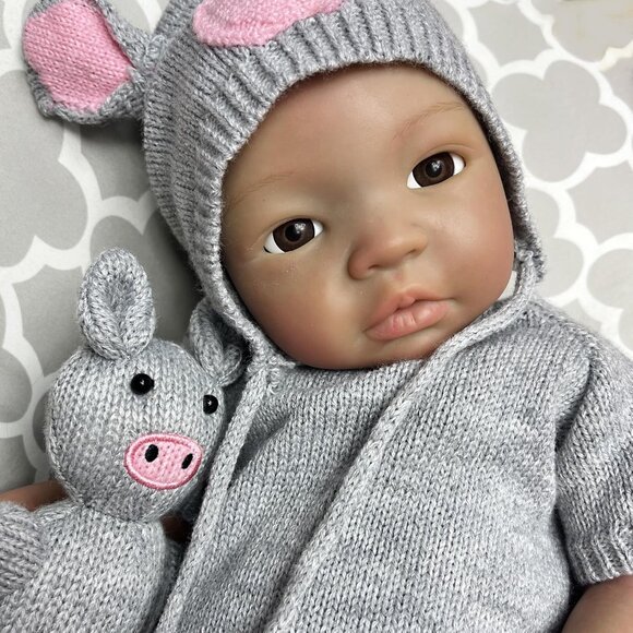 🆕18Inch Dark Skin Full Body Silicone Realistic Reborn Baby Girl Real Life Dolls - Picture 10 of 11